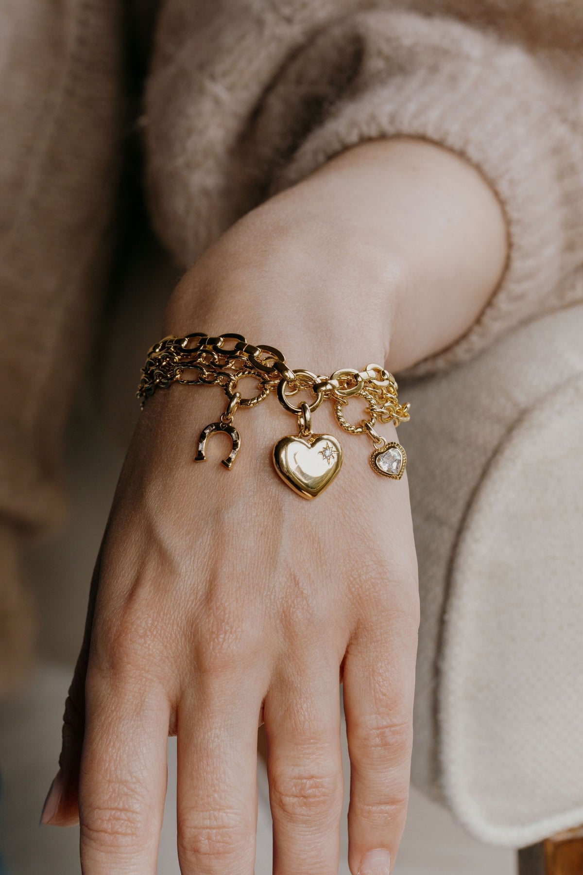 Puffy Heart Charm Bracelet Laura Bond Jewellery