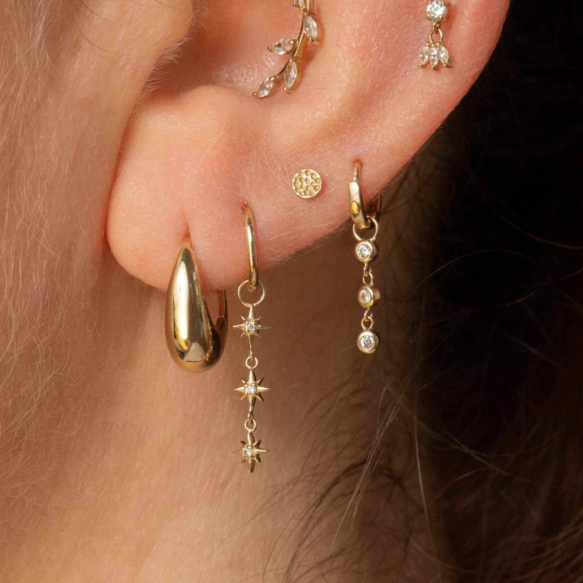 Laura Bond Jewellery Bold and Gold Edinburgh 9k solid yellow gold North Star earring charm Chains and Charms