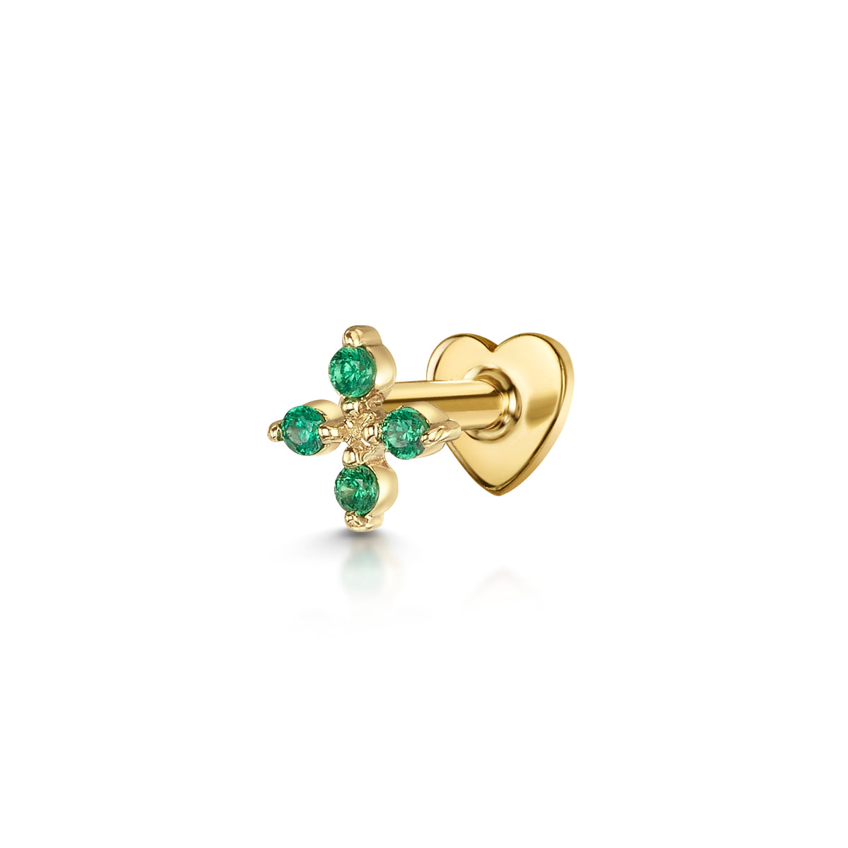 9k solid yellow gold Clover flat back labret stud earring 6mm Cartilage Studs Laura Bond Jewellery