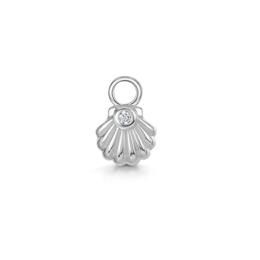 astrid miyu maria tash Charmed by Laura Bond - 9k solid white gold Clam Shell charm Chains and Charms Laura Bond