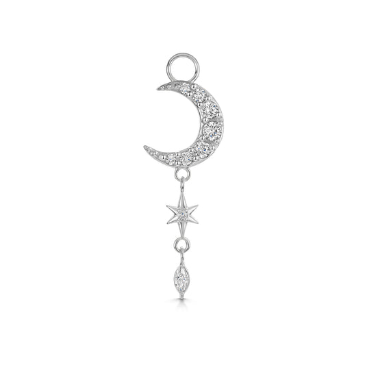 astrid miyu maria tash 9k solid white gold Luna Glow drop earring charm Chains and Charms Laura Bond