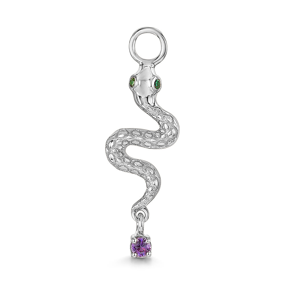 Laura Bond Jewellery 9k solid white gold snake earring charm Chains and Charms