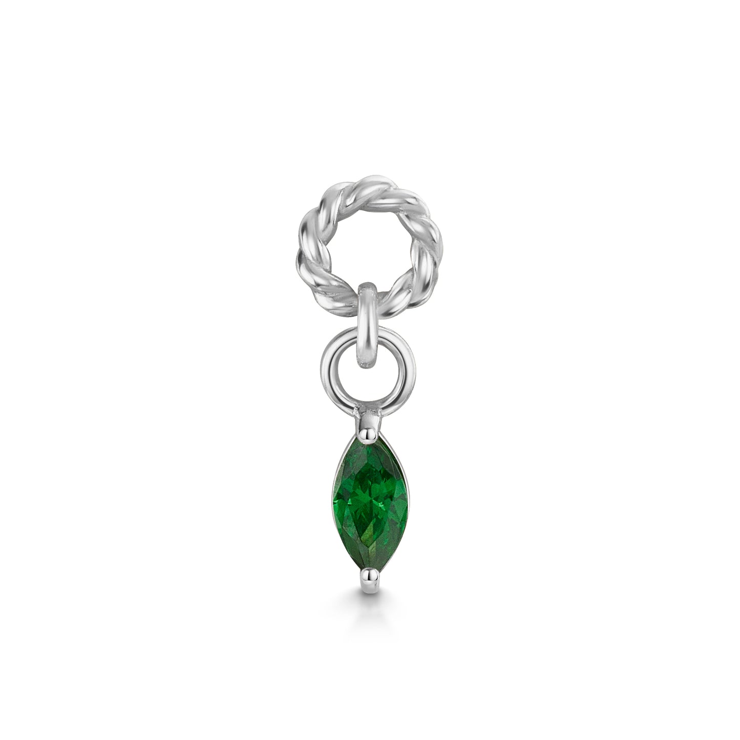 Laura Bond Jewellery 9k solid white gold twisted Cressida green earring charm Chains and Charms
