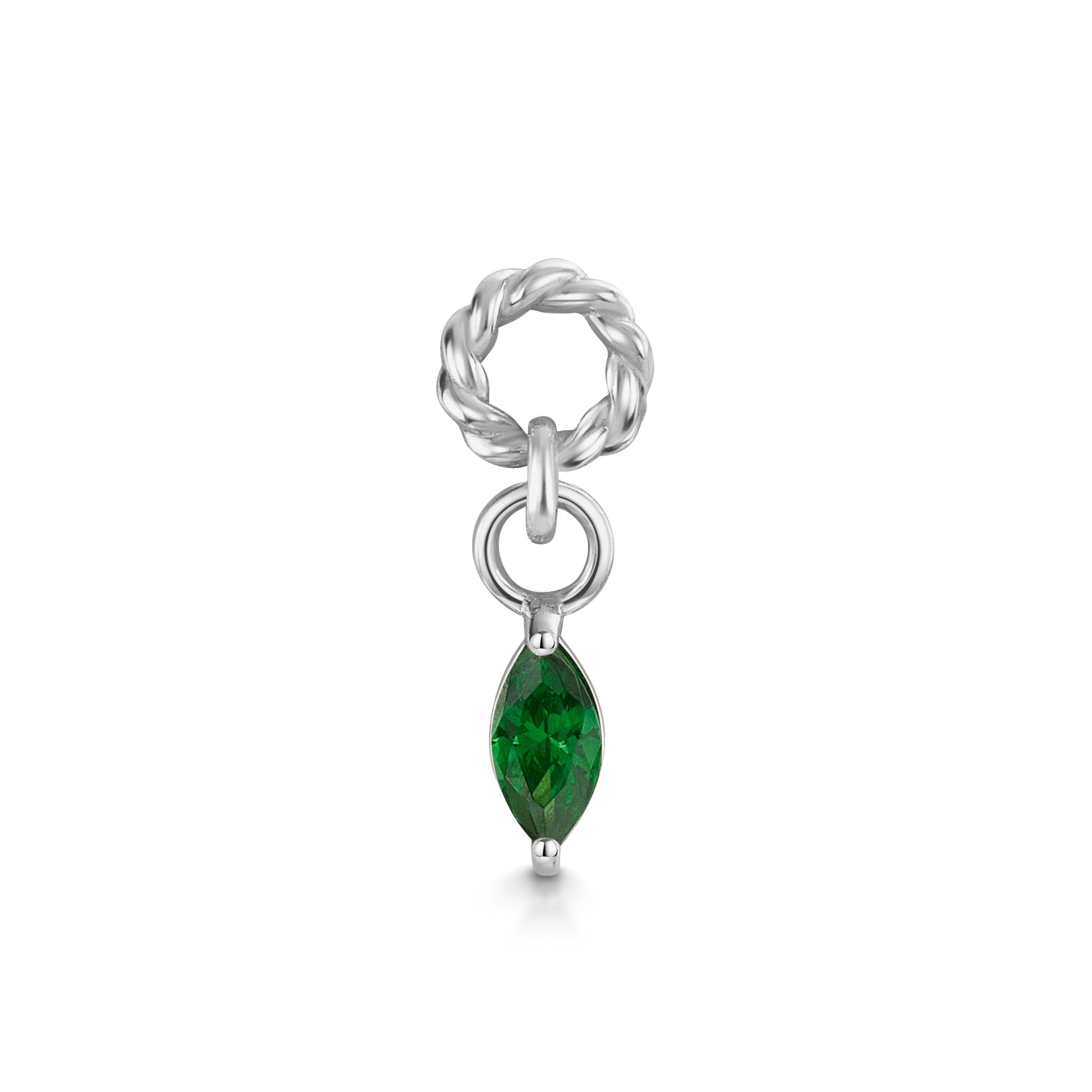 Laura Bond Jewellery 9k solid white gold twisted Cressida green earring charm Chains and Charms
