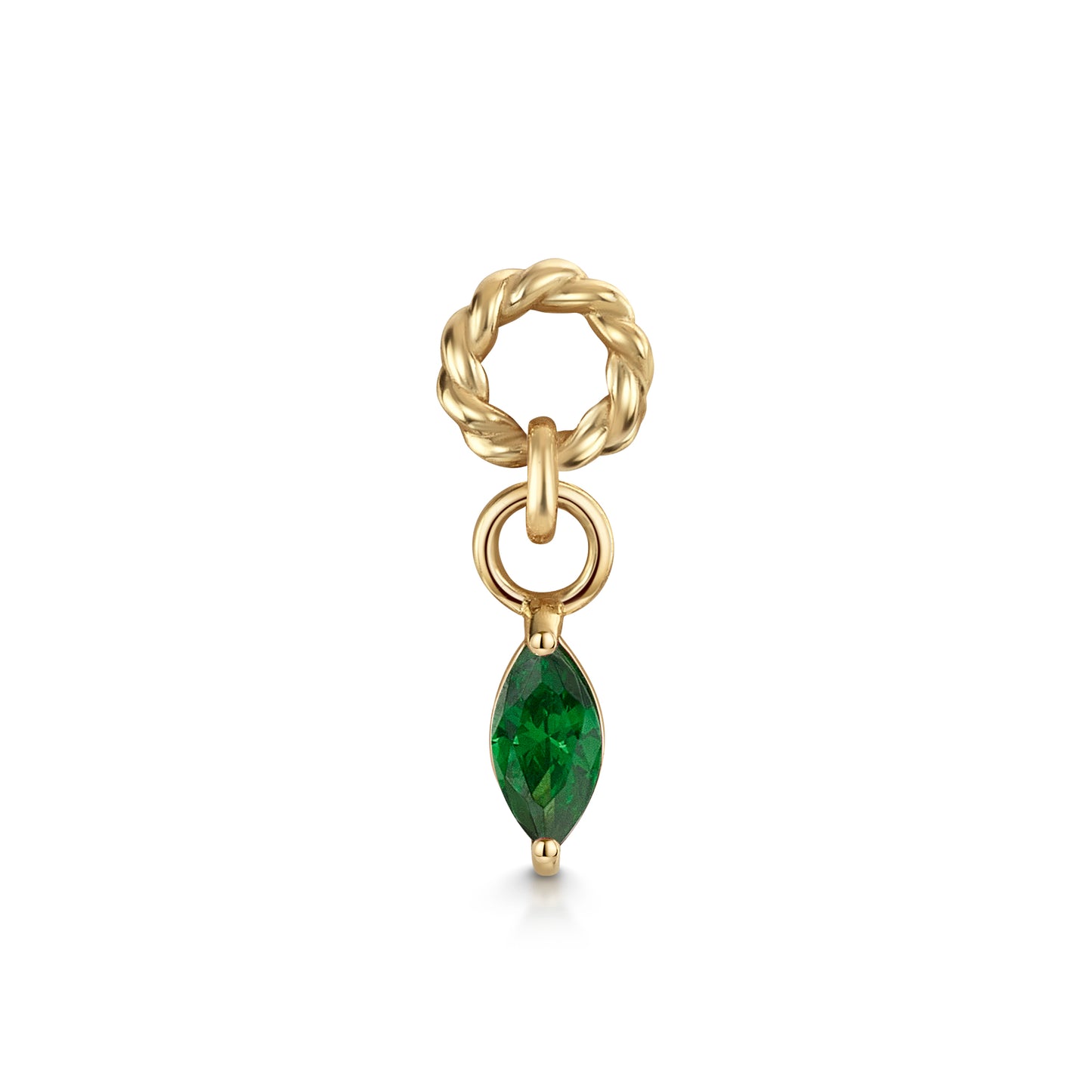 Laura Bond Jewellery Bold and Gold Edinburgh 9k solid yellow gold twisted Cressida green earring charm Chains and Charms
