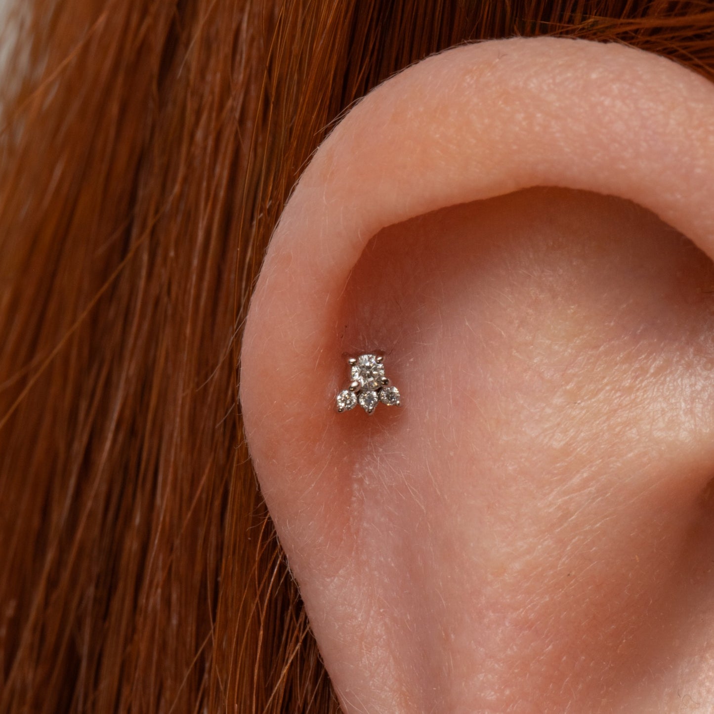 Laura Bond Jewellery 14k solid white gold Elsie flat back diamond labret stud earring Cartilage Studs