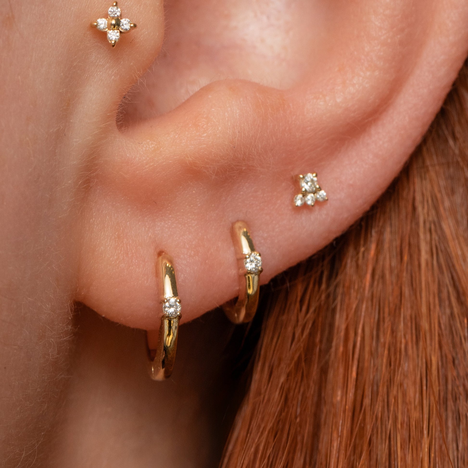 astrid miyu maria tash Diamonds by Laura Bond - 14k solid yellow gold diamond huggie hoop 6mm Huggies and Hoops Laura Bond