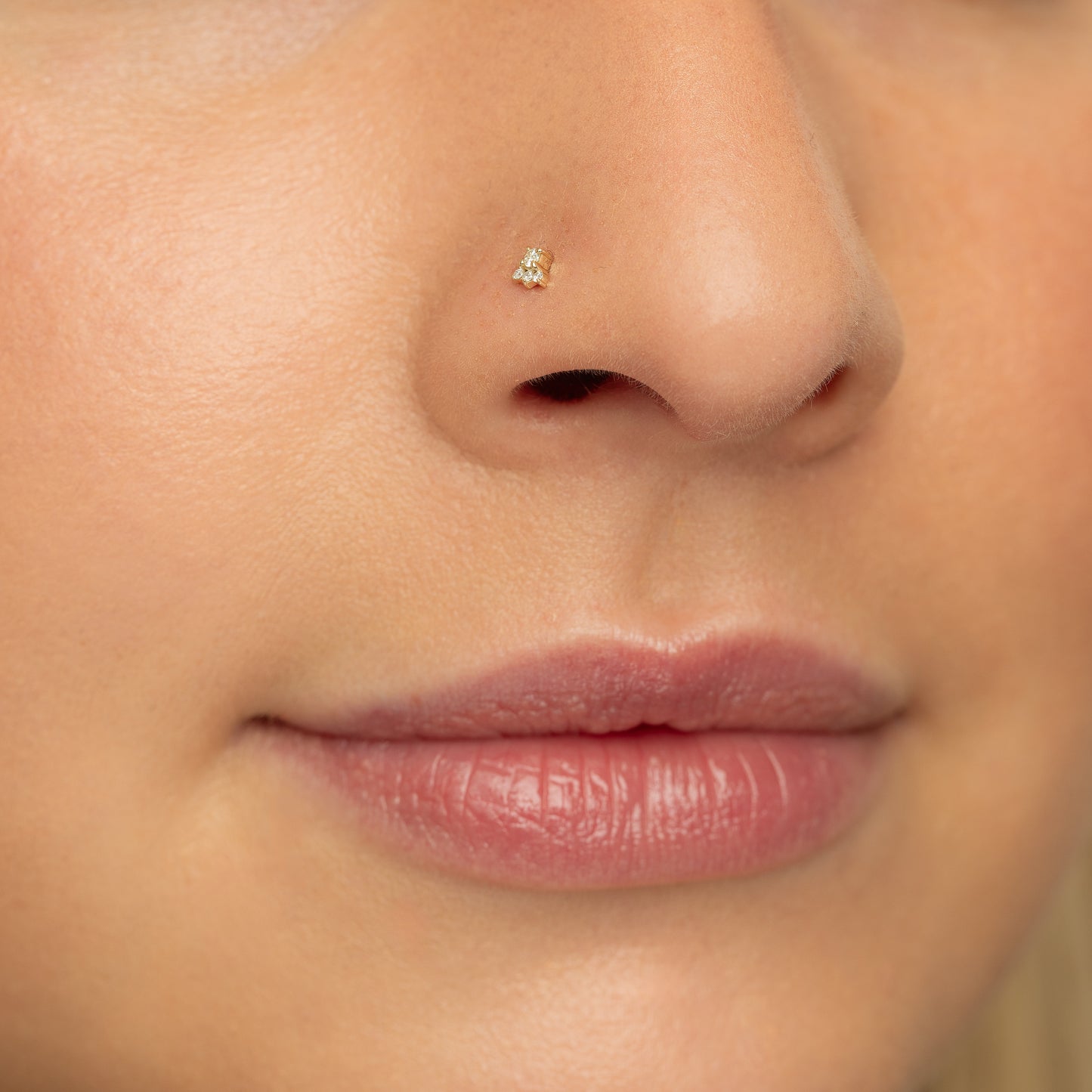 Laura Bond Jewellery 14k solid yellow gold Elsie flat back labret diamond stud earring Cartilage Studs