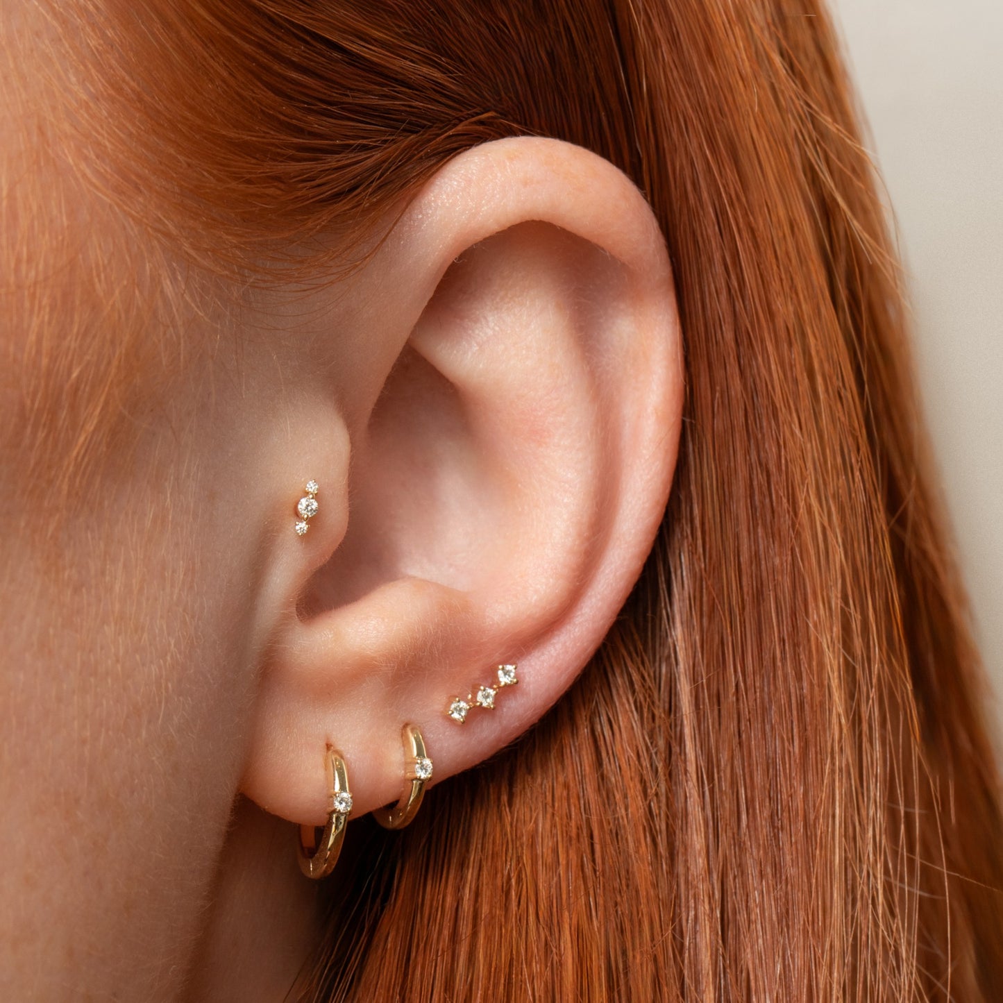 Laura Bond Jewellery 14k solid yellow gold Iris flat back labret diamond stud earring Cartilage Studs