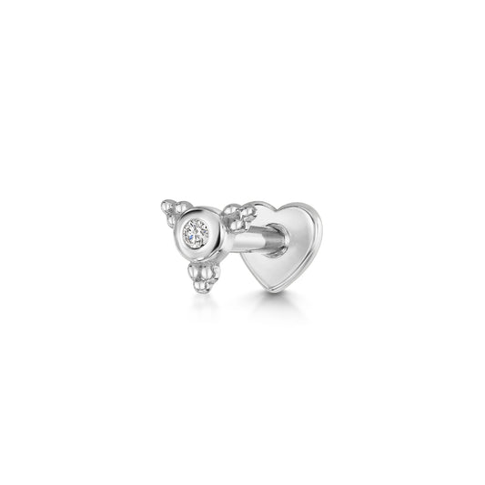 Laura Bond Jewellery Bold and Gold Edinburgh 14k solid white gold Beaded Gem flat back labret stud earring Cartilage Studs