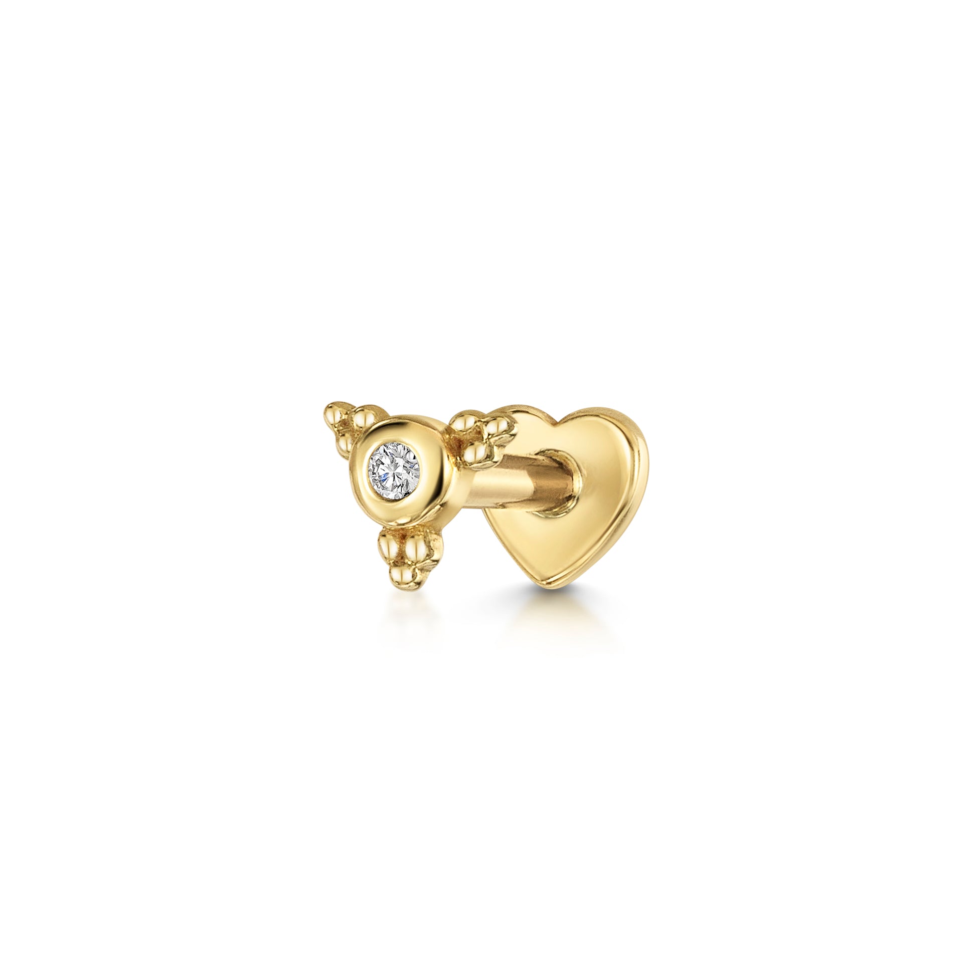 Laura Bond Jewellery 14k solid yellow gold Beaded Gem flat back labret stud earring Cartilage Studs
