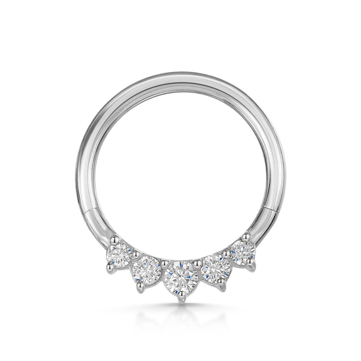 14k solid white gold Tiara clicker hoop daith or septum
