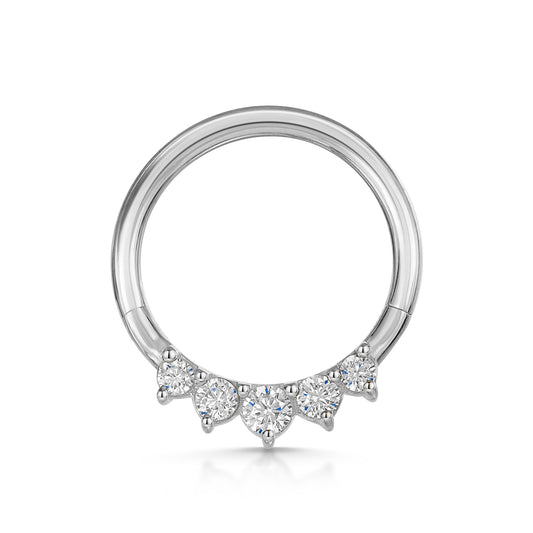 Laura Bond 14k solid white gold Tiara clicker hoop for daith or septum Huggies and Hoops