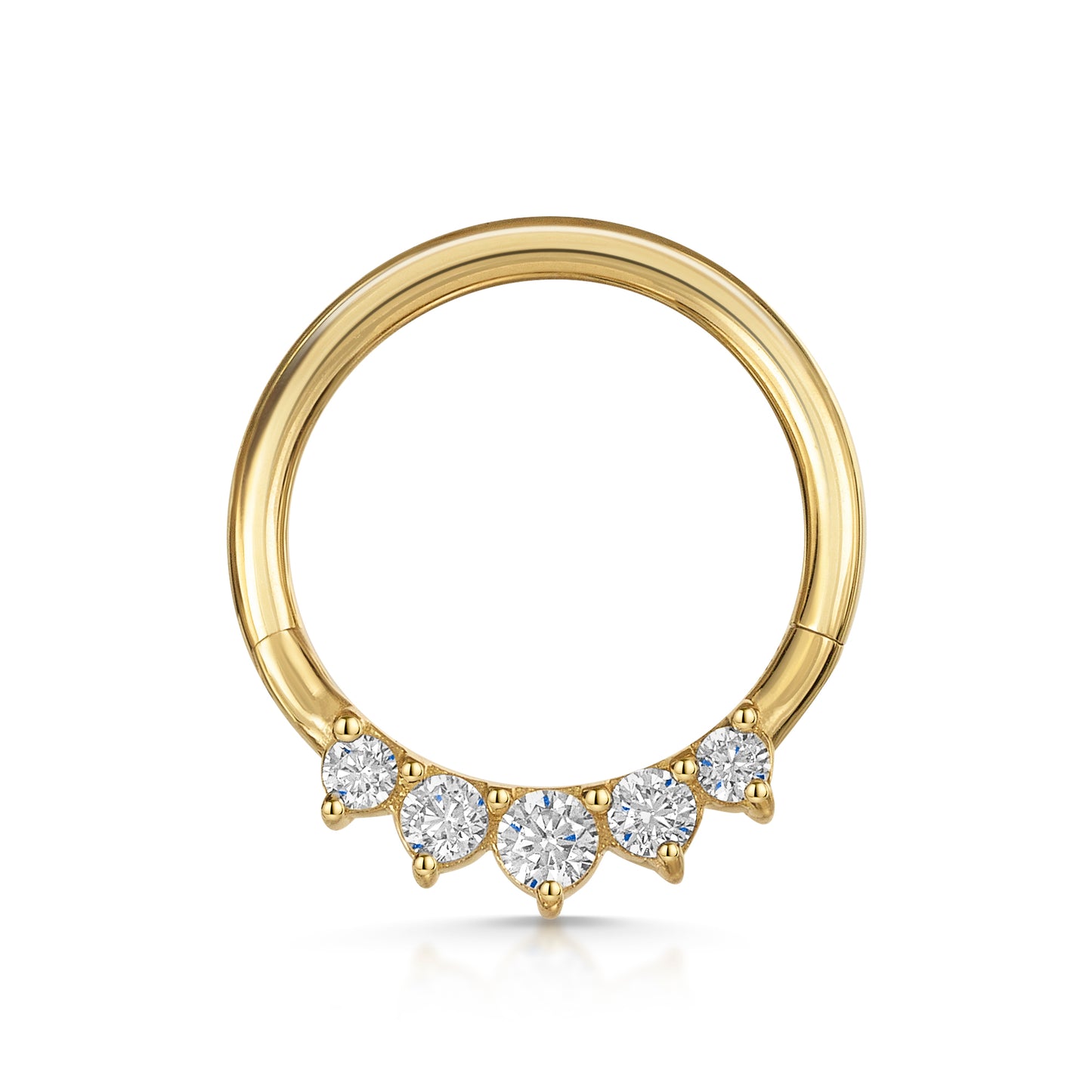 Laura Bond Jewellery 14k solid yellow gold Tiara clicker hoop for daith or septum Huggies and Hoops