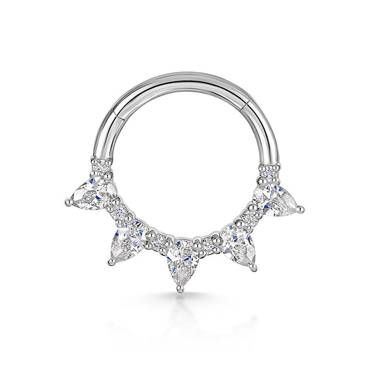 Laura Bond Jewellery 14k solid white gold 9mm Dreamer pear cut hoop daith or septum