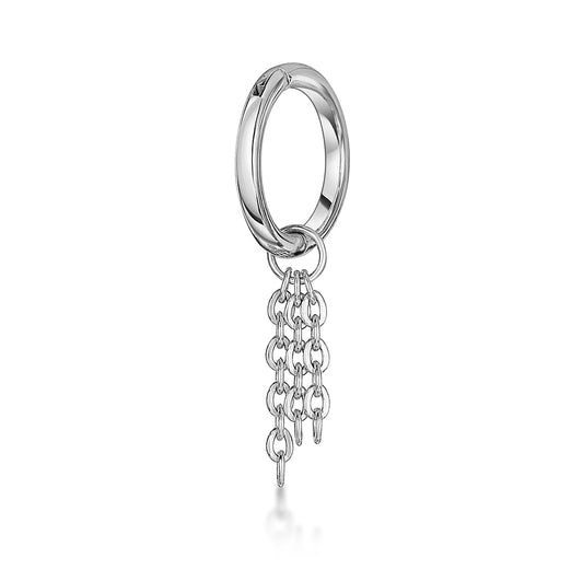 astrid miyu maria tash 9k solid white gold 6mm 18g clicker hoop earring with Sunlight floating chain charm Huggies and Hoops Laura Bond