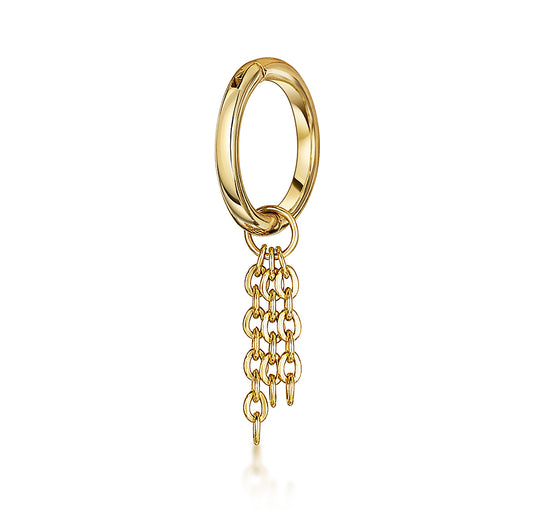 astrid miyu maria tash 9k solid yellow gold 6mm 18g clicker hoop earring with Sunlight floating chain charm Huggies and Hoops Laura Bond