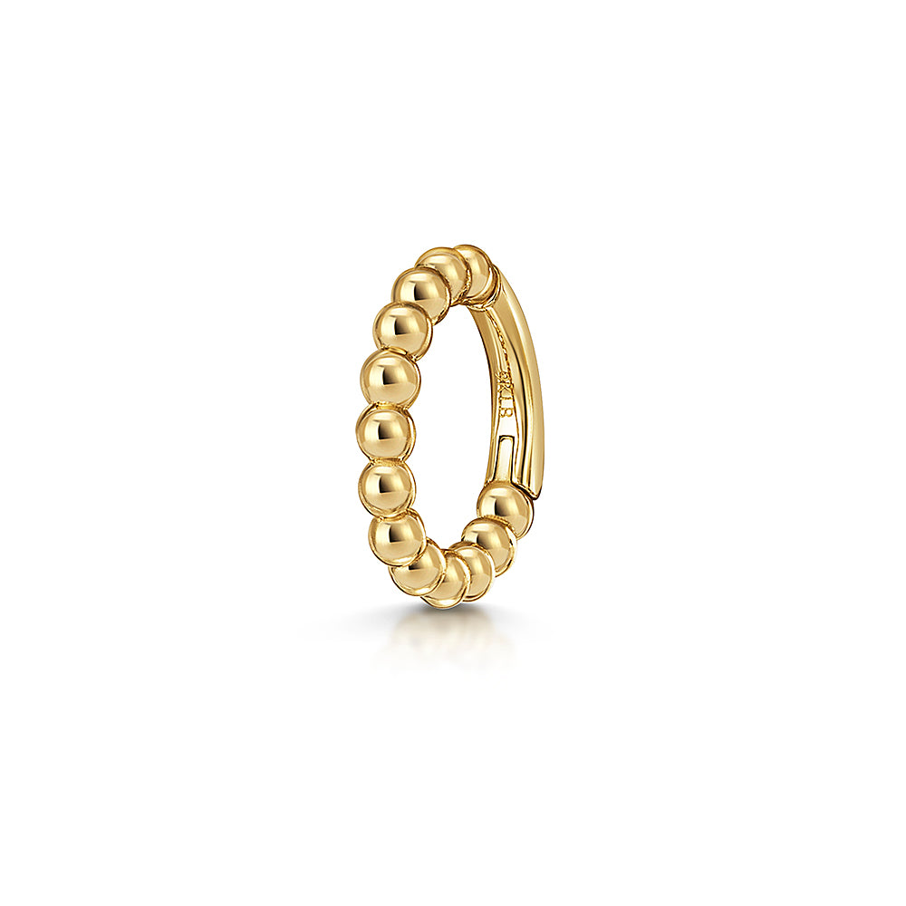 Laura Bond Jewellery Bold and Gold Edinburgh 9k solid yellow gold 6mm 16g Stevie beaded clicker hoop earring Huggies and Hoops
