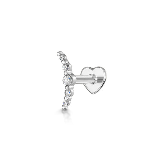 Laura Bond Jewellery Bold and Gold Edinburgh 14k solid white gold Solstice flat back labret stud earring 8mm Cartilage Studs