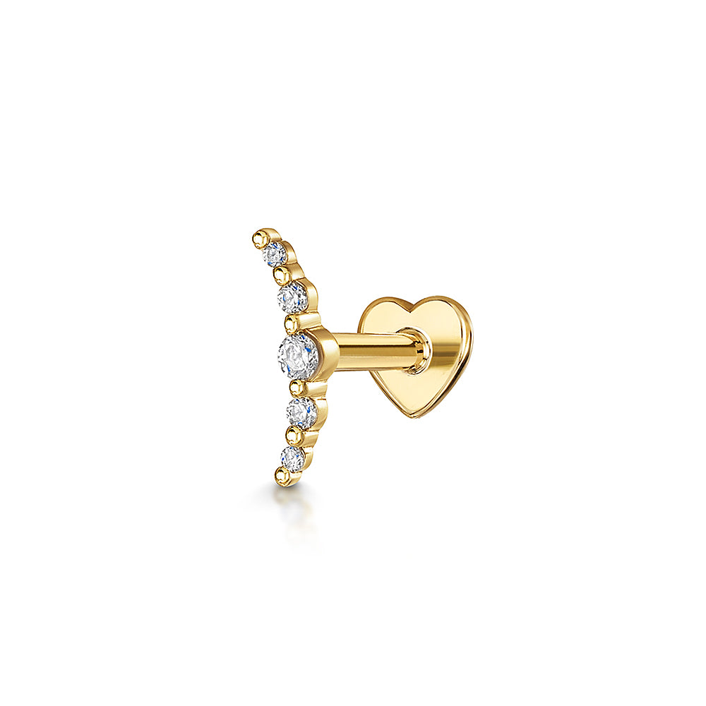 Laura Bond Jewellery 9k solid yellow gold Solstice flat back labret stud earring 6mm Cartilage Studs