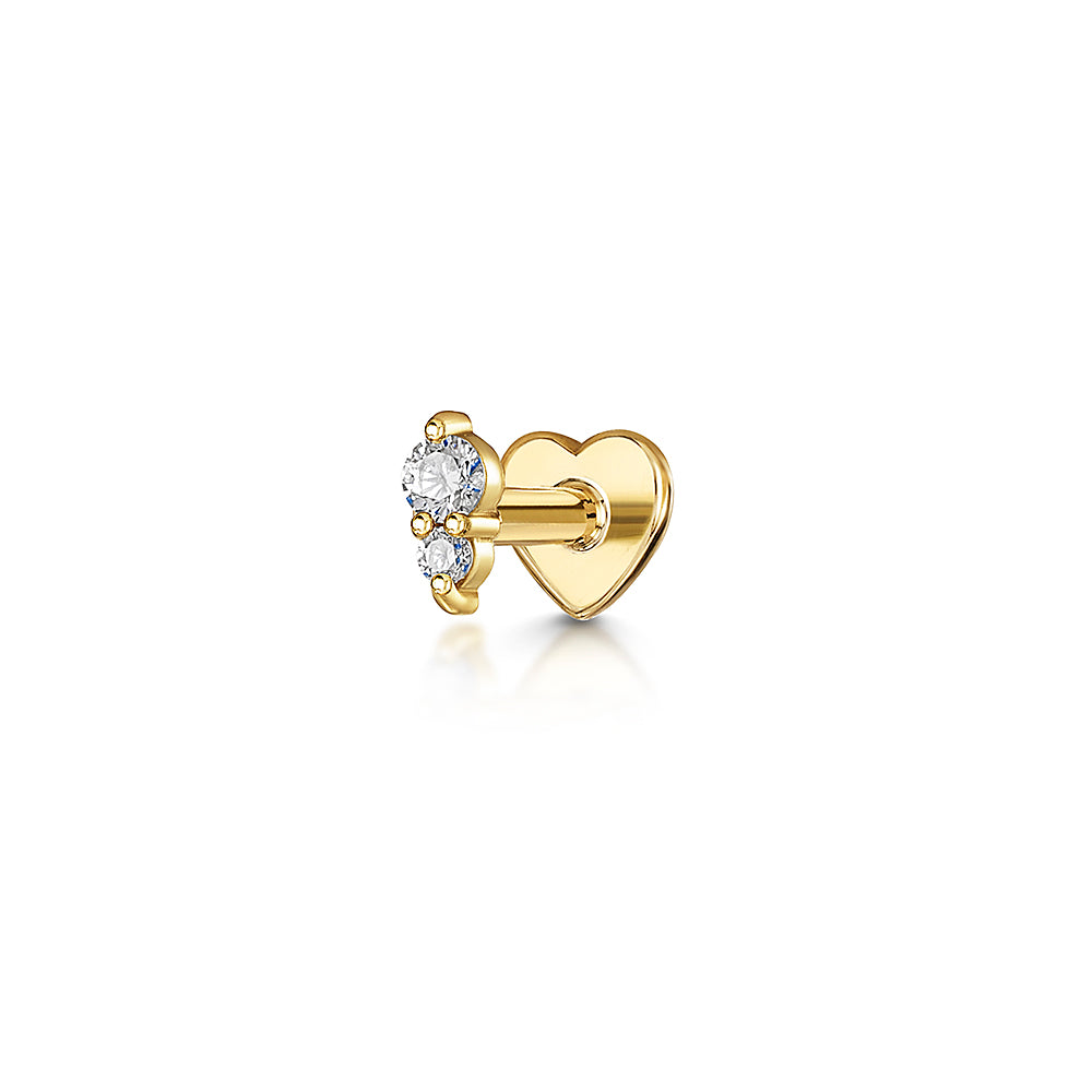 Laura Bond Jewellery 9k solid yellow gold sunlit flat back labret stud earring 6mm Cartilage Studs