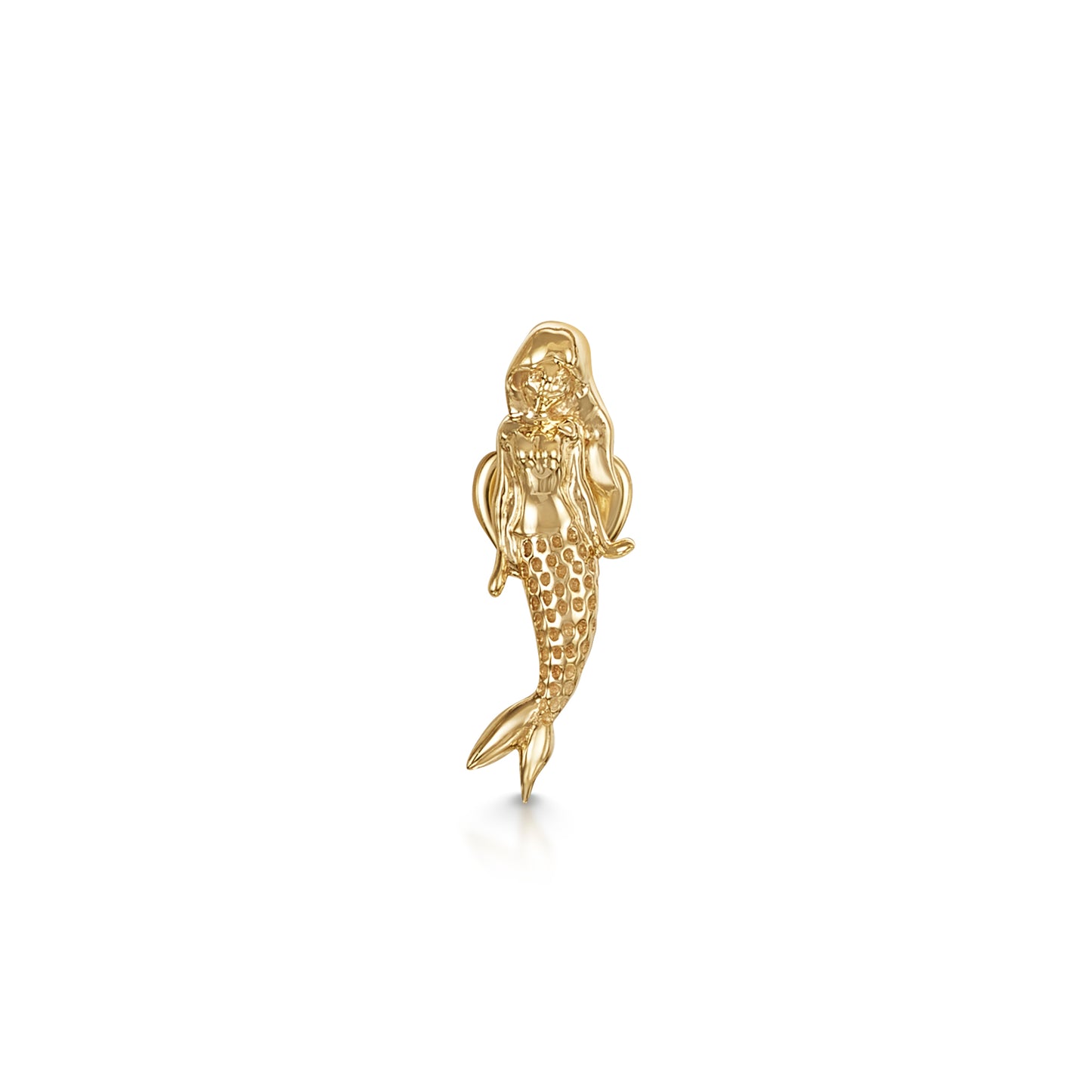 Laura Bond Jewellery 9k solid yellow gold mermaid flat back labret stud earring 6mm (left) Cartilage Studs