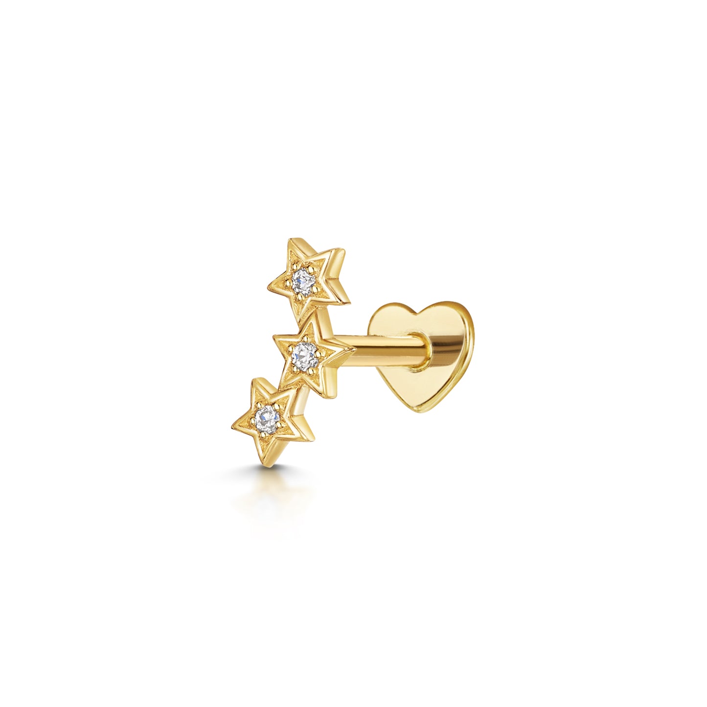 Laura Bond Jewellery 9k solid yellow gold etoiles flat back labret stud earring 6mm