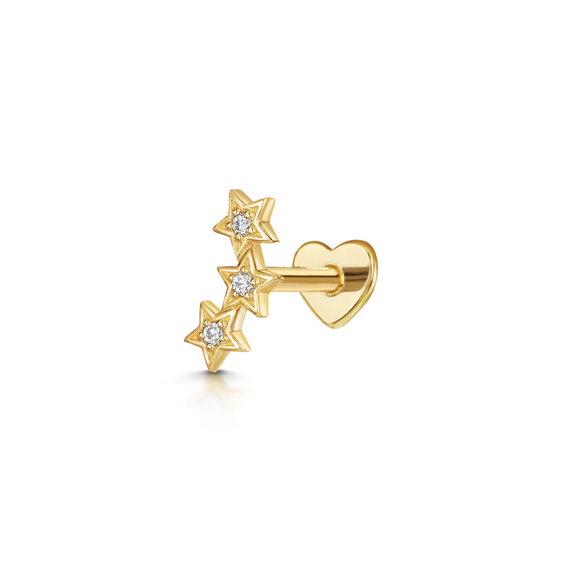 Laura Bond Jewellery 9k solid yellow gold etoiles flat back labret stud earring 6mm