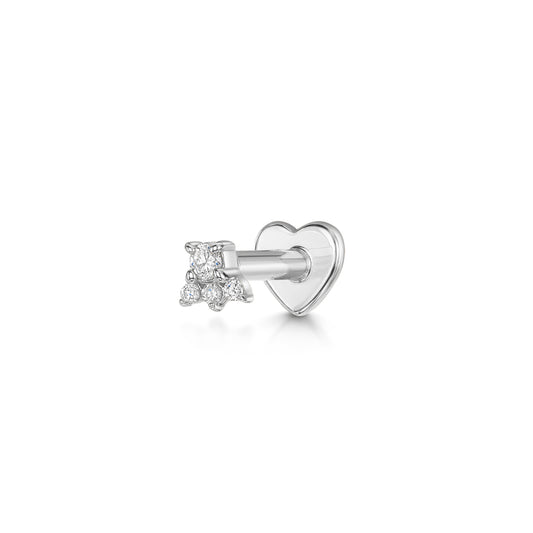 Laura Bond Jewellery Bold and Gold Edinburgh 14k solid white gold Elsie flat back diamond labret stud earring Cartilage Studs