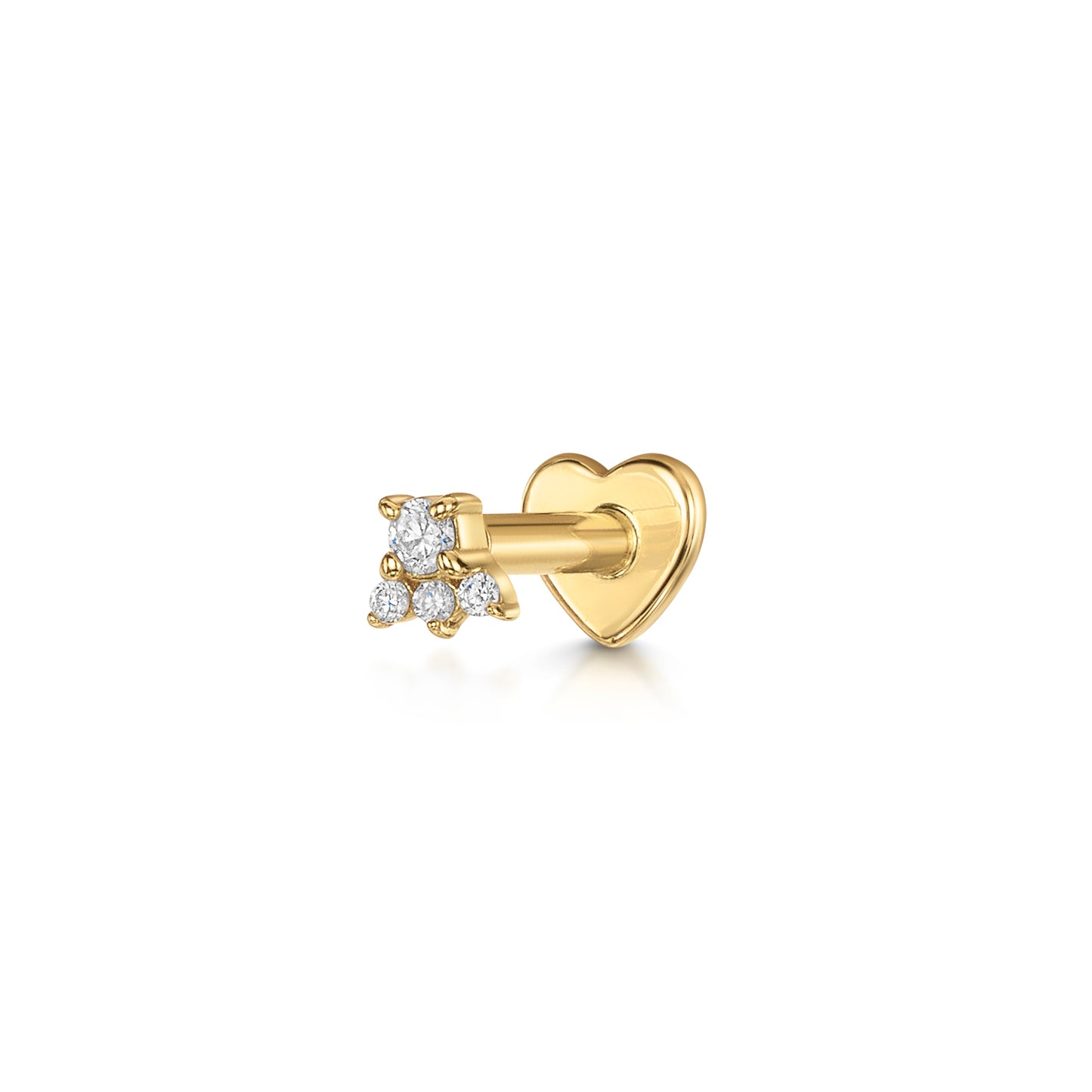 Laura Bond Jewellery 14k solid yellow gold Elsie flat back labret diamond stud earring Cartilage Studs