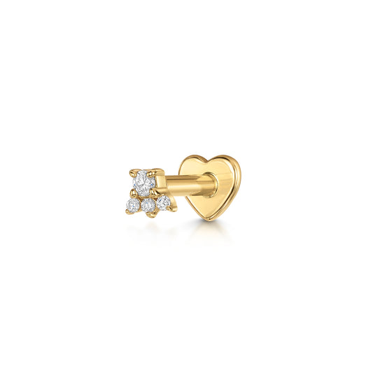 Laura Bond Jewellery Bold and Gold Edinburgh 14k solid yellow gold Elsie flat back labret diamond stud earring Cartilage Studs