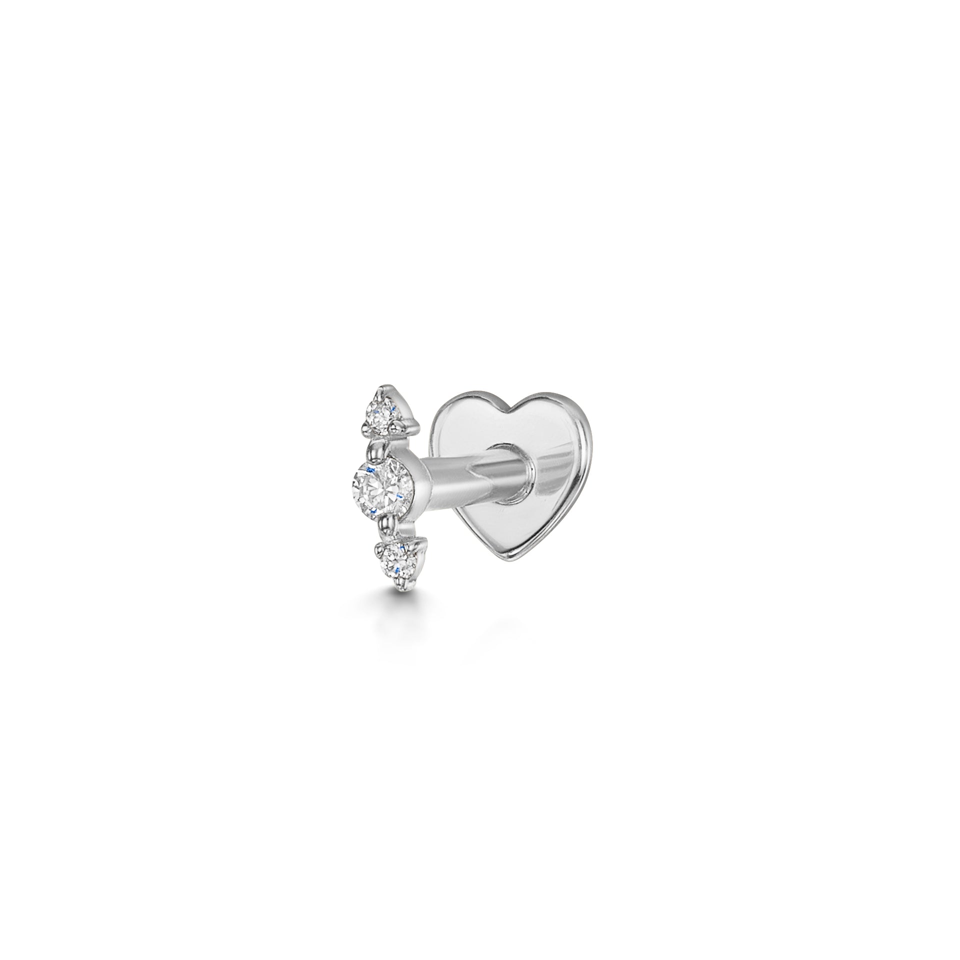 14k solid white gold Iris diamond flat back labret stud earring