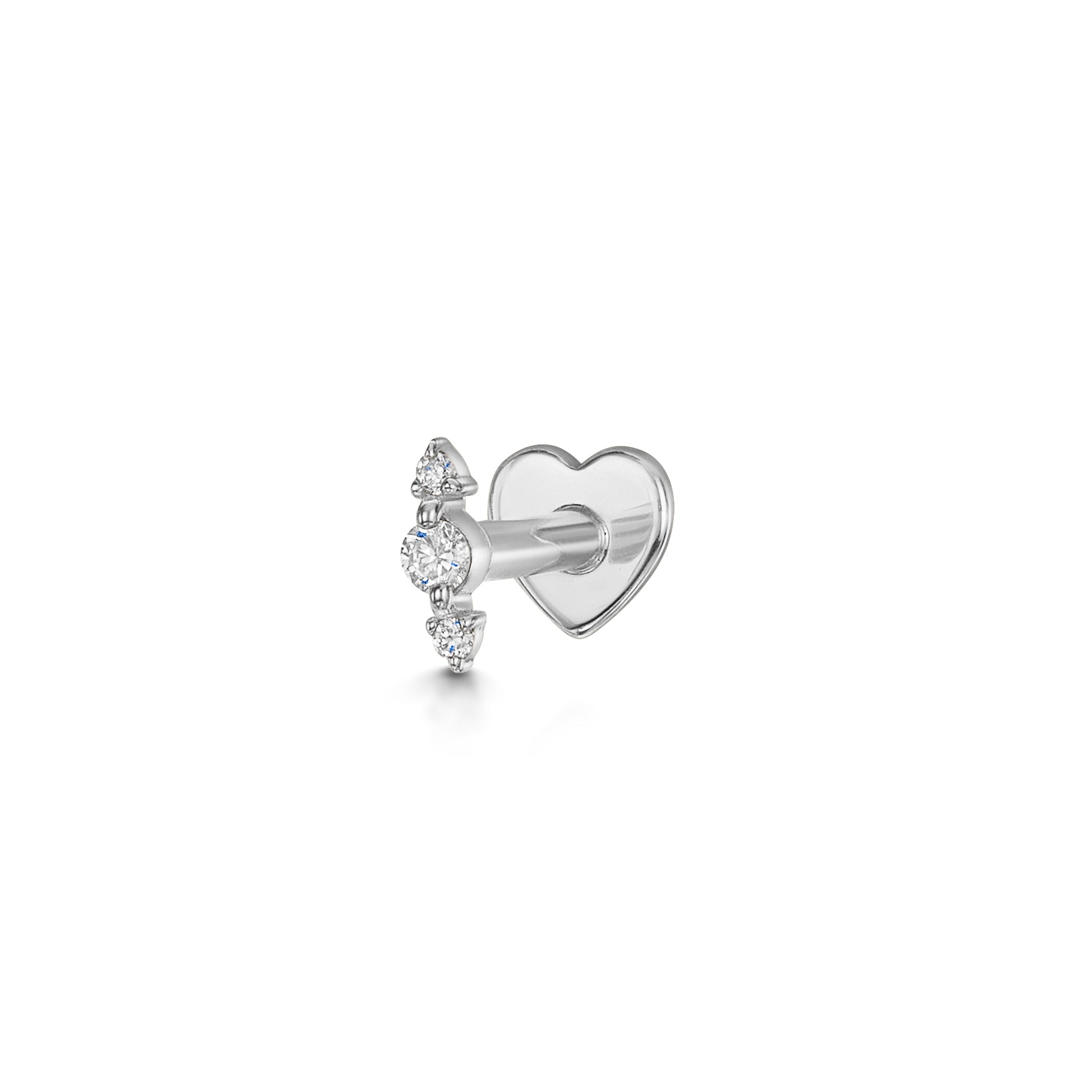 Laura Bond Jewellery 14k solid white gold Iris diamond flat back labret stud earring Cartilage Studs