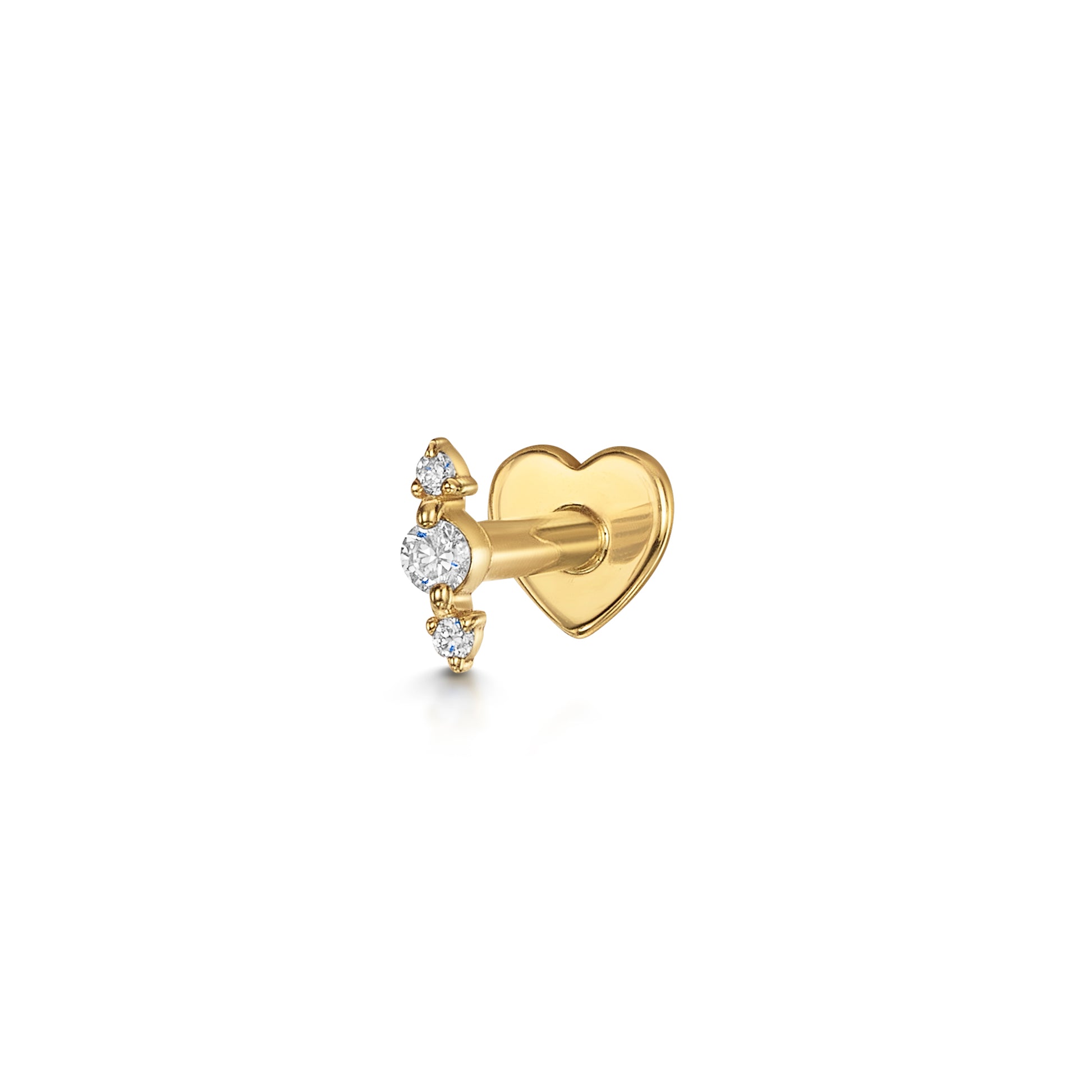 Laura Bond Jewellery 14k solid yellow gold Iris flat back labret diamond stud earring Cartilage Studs