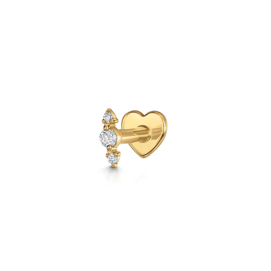Laura Bond Jewellery Bold and Gold Edinburgh 14k solid yellow gold Iris flat back labret diamond stud earring Cartilage Studs