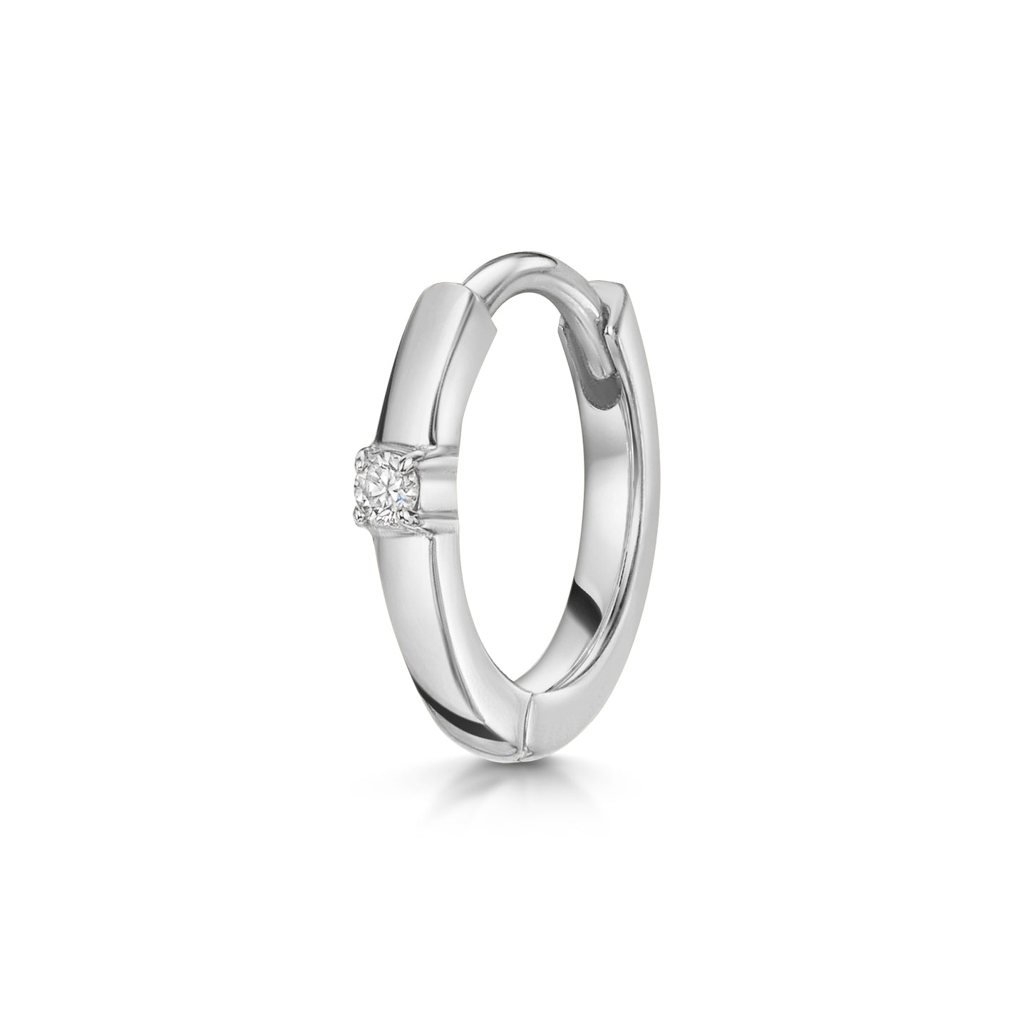 Laura Bond Jewellery Bold and Gold Edinburgh 14k solid white gold diamond huggie hoop 8mm Huggies and Hoops