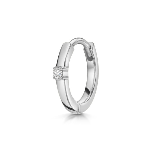 Laura Bond Jewellery Bold and Gold Edinburgh 14k solid white gold diamond huggie hoop 8mm Huggies and Hoops