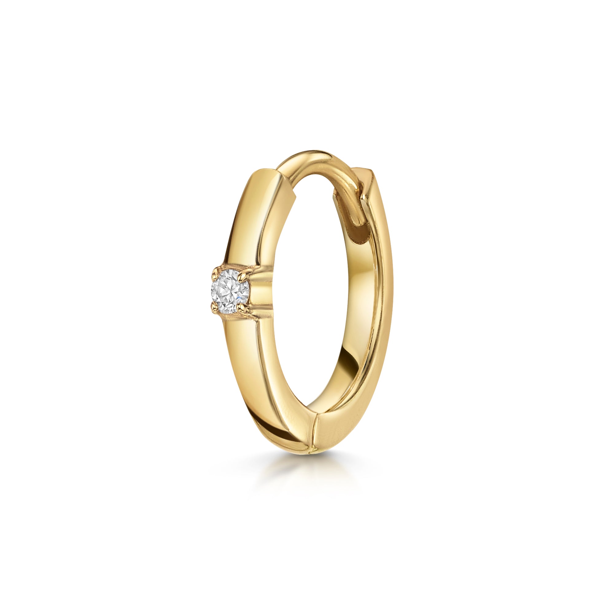 14k solid yellow gold diamond huggie hoop 8mm – Laura Bond