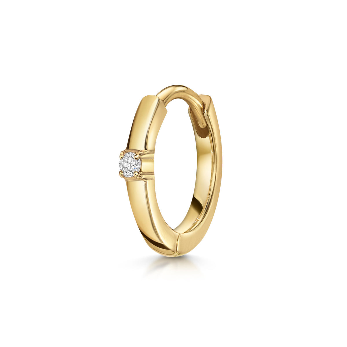 14k solid yellow gold diamond huggie hoop 8mm