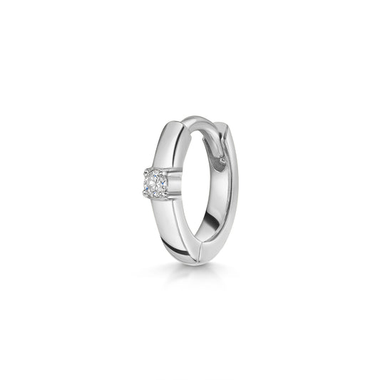 Laura Bond Jewellery Bold and Gold Edinburgh 14k solid white gold diamond huggie hoop 6mm Huggies and Hoops