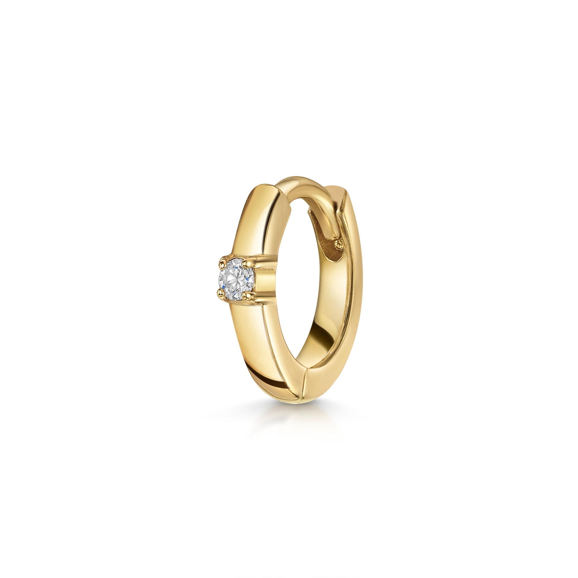 14k solid yellow gold diamond huggie hoop 6mm