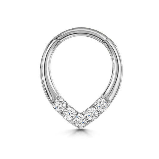 Laura Bond 14k solid white gold Marina 9mm 16g hoop for daith or septum Huggies and Hoops