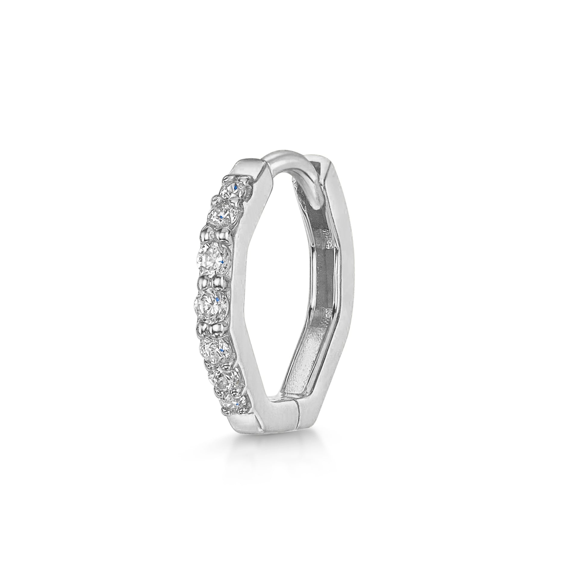 9k solid white gold Octavia huggie hoop 8mm