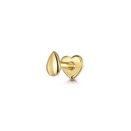 Laura Bond Jewellery Bold and Gold Edinburgh 14k solid yellow gold Droplet flat back labret stud earring Cartilage Studs