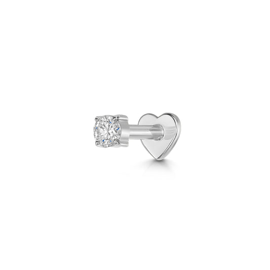 Laura Bond Jewellery Bold and Gold Edinburgh 14k solid white gold single diamond flat back labret stud earring Cartilage Studs