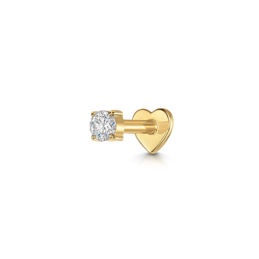 Laura Bond Jewellery Bold and Gold Edinburgh 14k solid yellow gold single diamond flat back labret stud earring Cartilage Studs