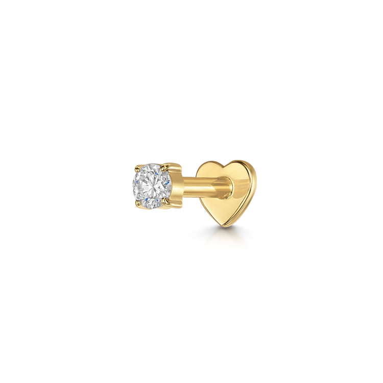 14k solid yellow gold single diamond flat back labret stud earring Cartilage Studs Laura Bond Jewellery