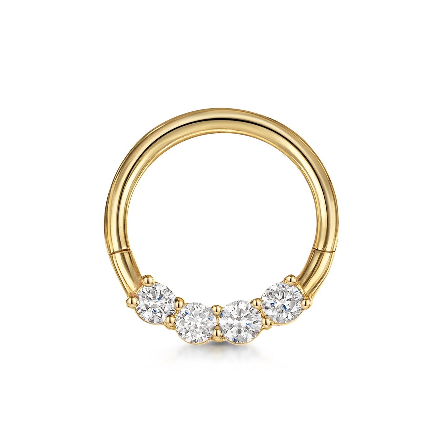 Laura Bond Jewellery 14k solid yellow gold simple diamond clicker hoop for daith or septum Huggies and Hoops