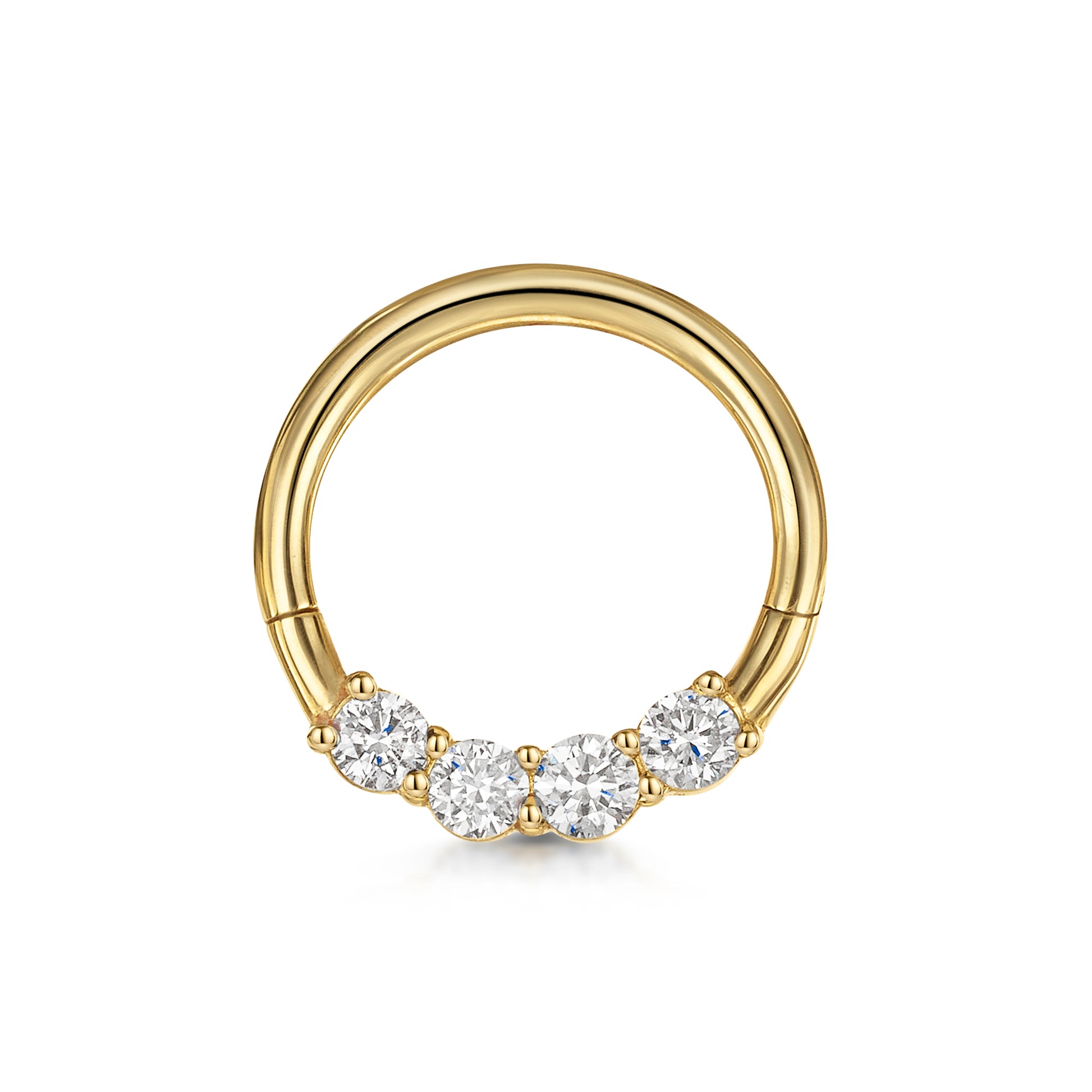 Laura Bond Jewellery 14k solid yellow gold simple diamond clicker hoop for daith or septum Huggies and Hoops