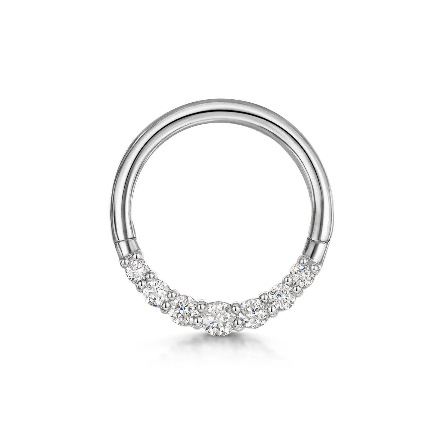 Laura Bond Jewellery 14k solid white gold delicate diamond clicker hoop for daith or septum Huggies and Hoops